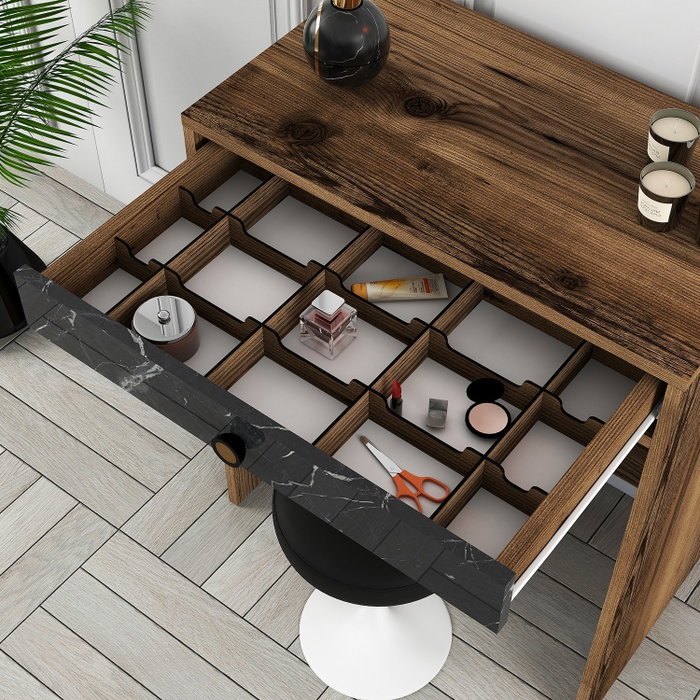 Hanah Home Lizbon Mesa de Maquillaje Nogal, Negro y Mármol Hanah Home Lizbon Mesa de Maquillaje Nogal, Negro y Mármol